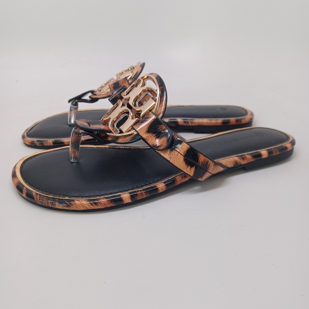 Tory Burch Sandal Patent Leopard Print Flats Womens US 7 or 7.5 - Picture 6 of 13